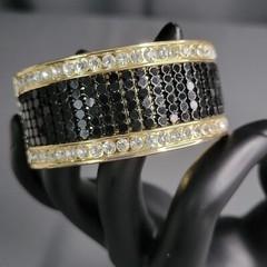 Womens Black Gold Tone Metal Crystal Detailed Fashion Hinged Bracelet 6 3/4 in