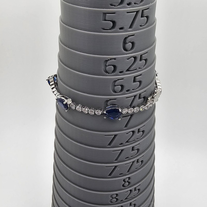 Rachel Glauber Tennis Bracelet Women Pear Blue Sapphire White Gold Plated 7in gallery