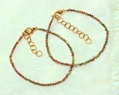 2-3MM Dainty Green Unakite Faceted Round Gemstone Beads Self-Love Bracelet 6-8”