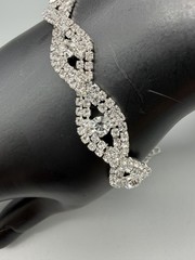 Rhinestone Crystal Fashion Bracelet Elegant Silver Tone Adjustable Wedding Prom