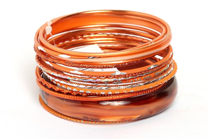Glittery Orange Trendy Bangles Bracelet Set Orange gallery