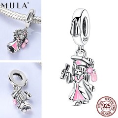 MULA 925 Sterling Silver DIY Charm CZ Graduation Girl Pendant for Women Bracelet