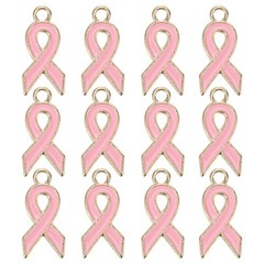 0.8″ x 0.4″ Ribbon Pendants, 20Pcs Awareness Hope Charm Accessories, Pink