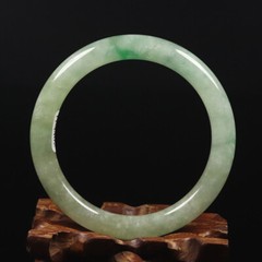56mm White Green Jadeite Jade Bangle Bracelet Chinese Jade Bangle Bracelet 08857