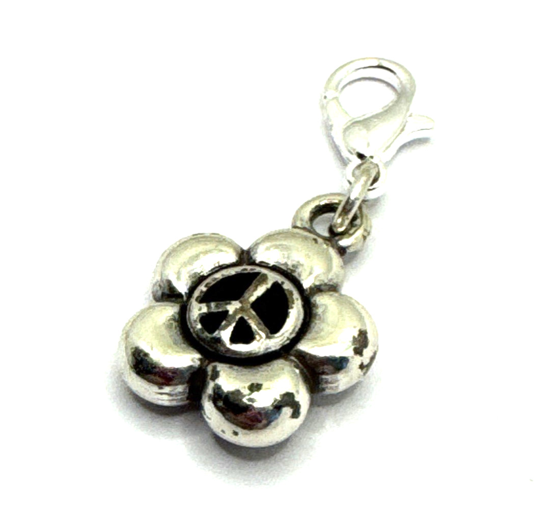 Brighton Peace Sign Flower Garden World Custom Silver Clip Charm gallery