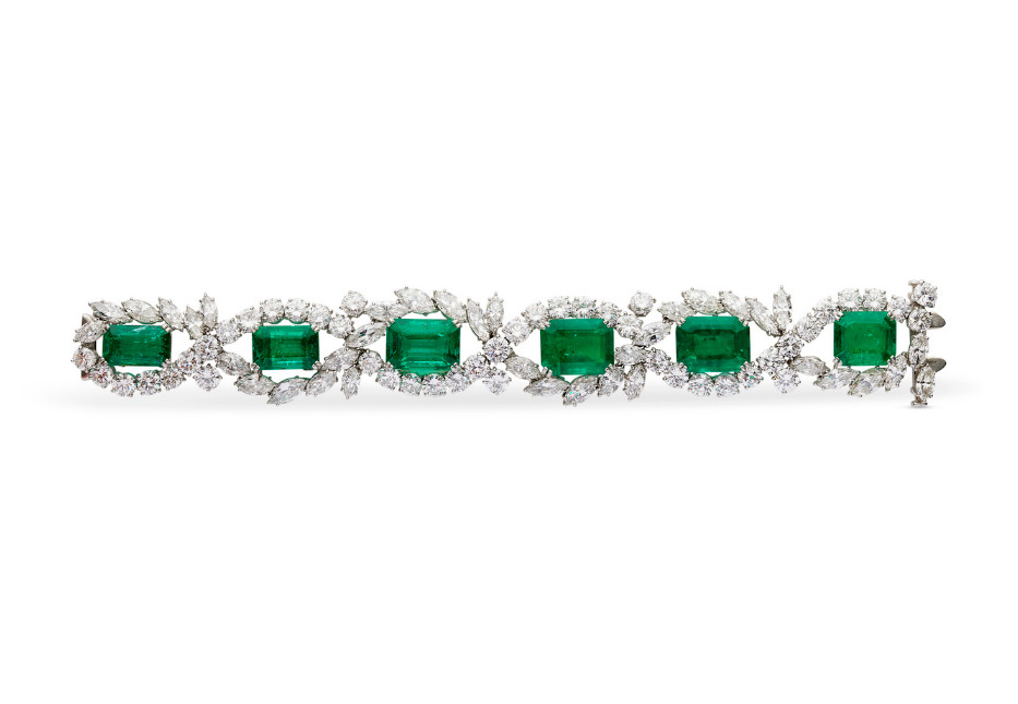 Emerald Shape Green Lab Created Emerald & Cubic Zirconia Women's Floral Bracelet gallery