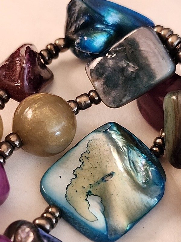 Abalone Multi Color 3 Strand Bracelet Elastic gallery