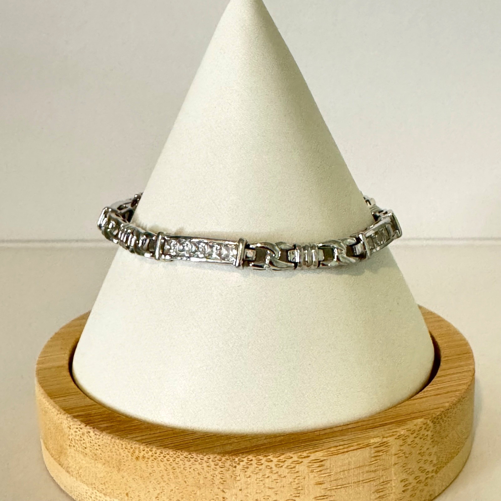 Silpada Link Tennis Bracelet CZ Cubic Zirconia 925 Sterling Silver 14.61 gr. gallery