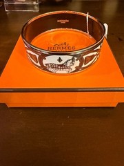 Hermes Emaille GM Enamel Bangle White Black Authentic Luxury Jewelry