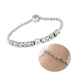 KUNSIR 925 Sterling Silver Cube Beaded Bracelet Lucky Chain Friends Gift 17-20cm