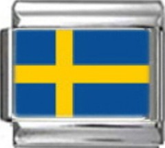 SWEDEN SWEDISH FLAG Photo Italian 9mm Charm PC169 Fits Traditional Classic