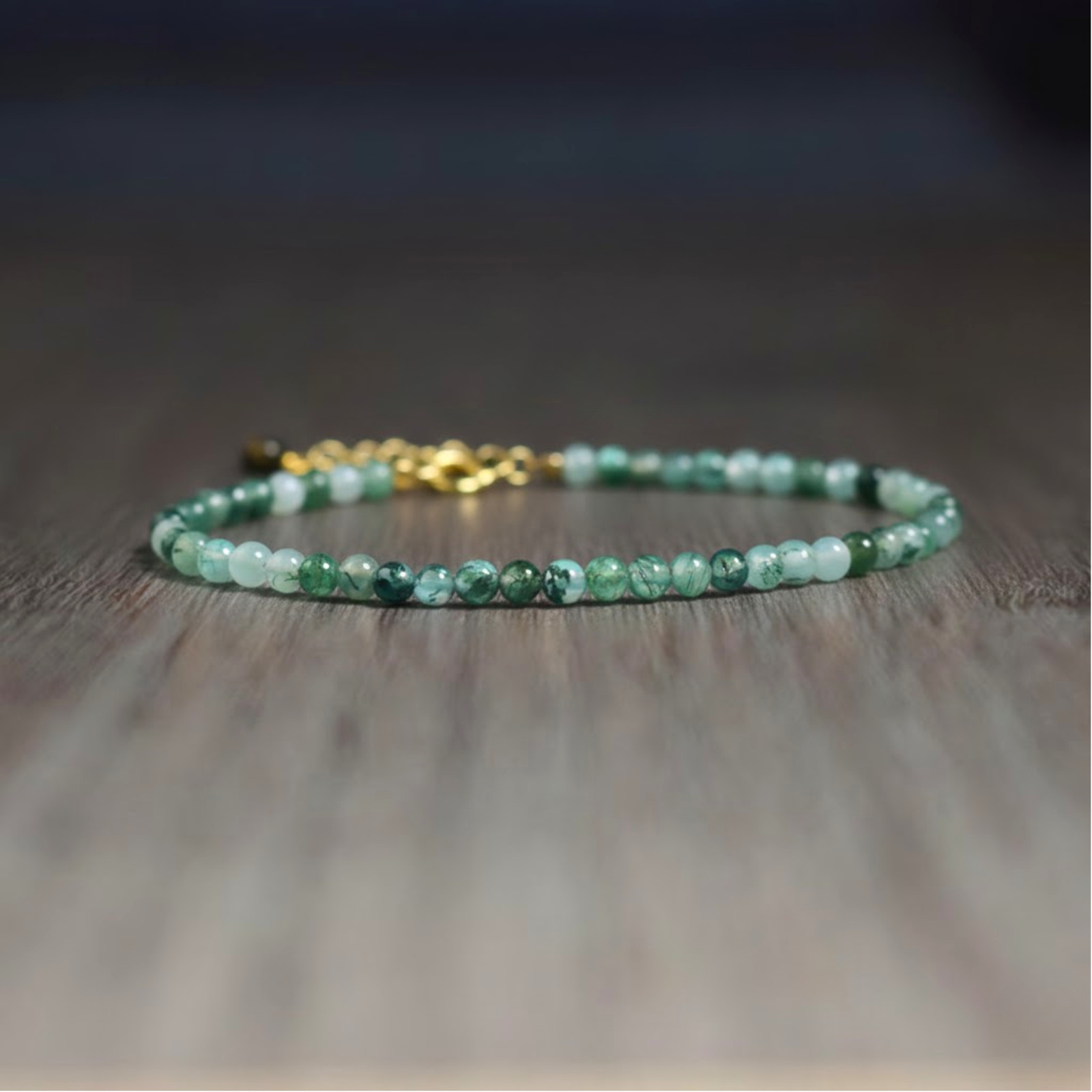 Natural Moss Agate Delicate Bracelet 3mm Round Beads Crystal Gemstone Bracelet gallery