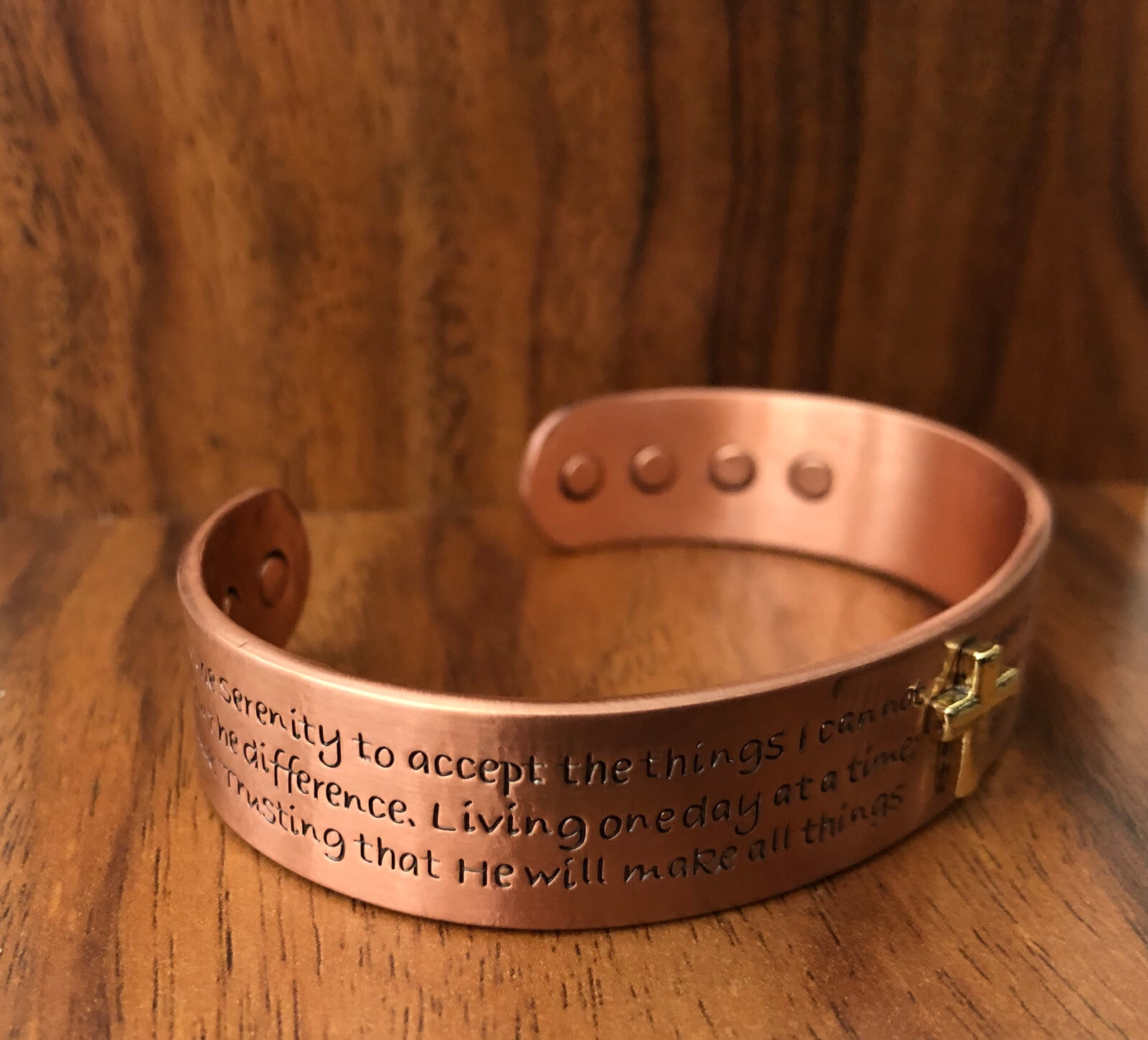 Pure Copper Magnetic Bracelet Arthritis Pain Therapy Energy Cuff Cross Prayers gallery