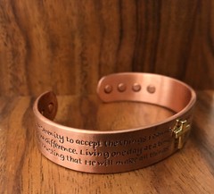 Pure Copper Magnetic Bracelet Arthritis Pain Therapy Energy Cuff Cross Prayers