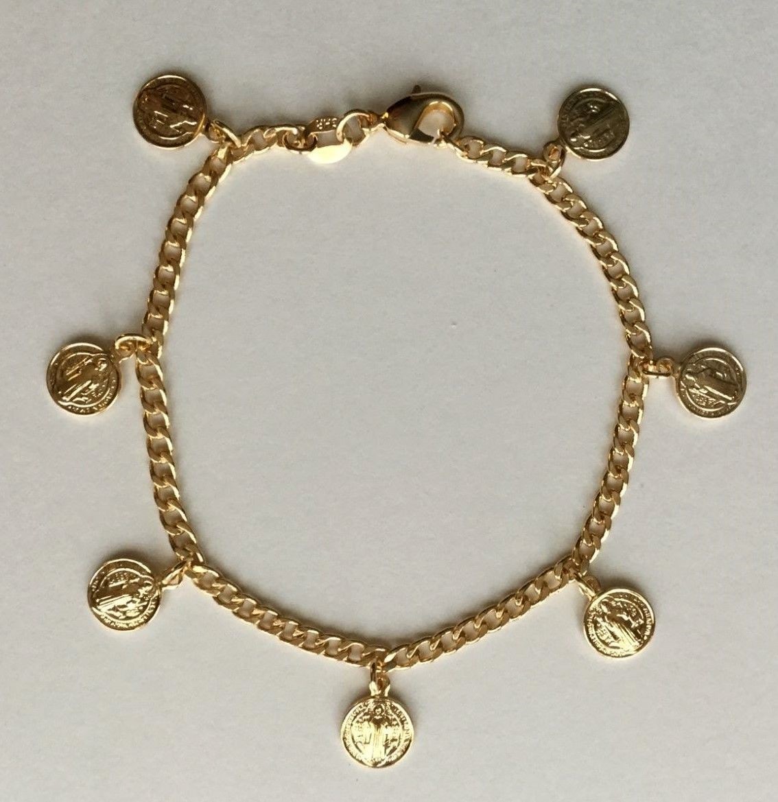 PULSERA DE SAN BENITO 7.5" / 18K GOLD FILLED SAINT BENEDICT BRACELET 7.5"-BR178 gallery