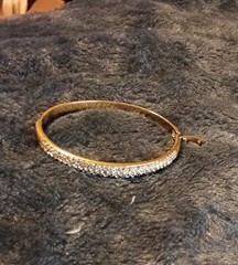 Goldtone Crystal Paved Hinged Bangle