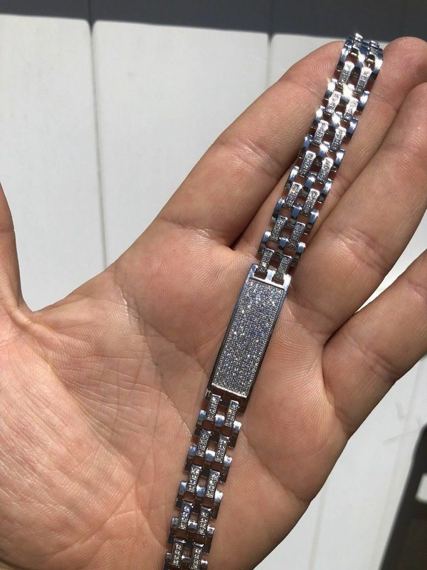Solid 925 Silver CZ Real Iced Hip Hop Men’s Presidential Bracelet Custom Link gallery
