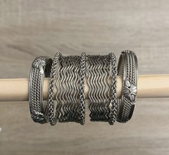 21pc Silver Tone Metal Bracelet Set Cuff Boho Bangles