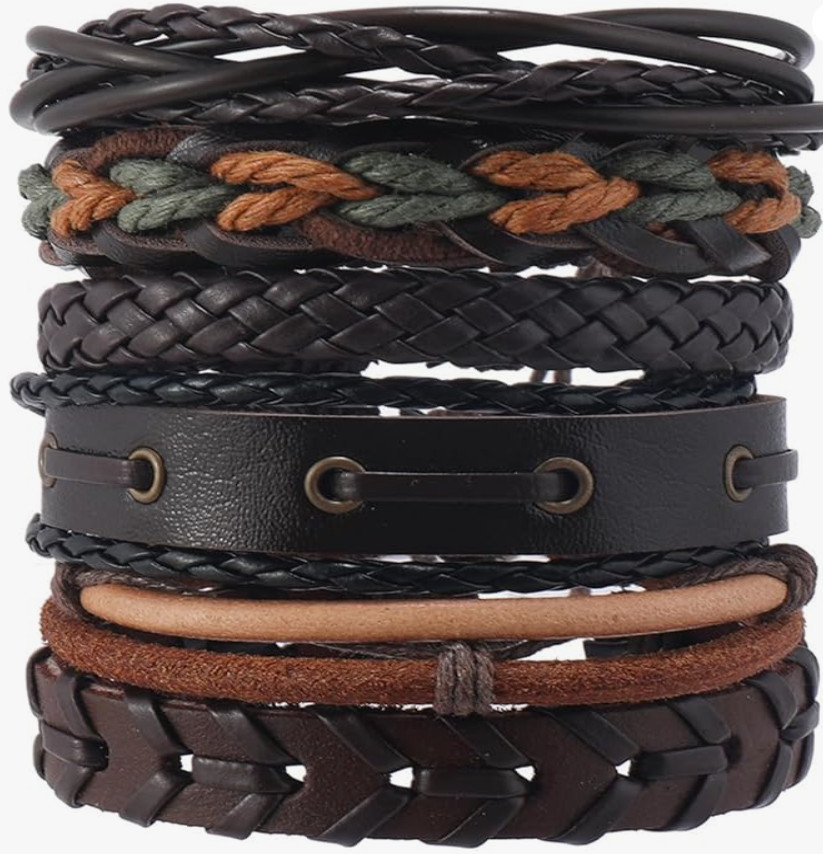 2-6pcs Punk Multilayer Leather Bracelet Unisex Braided Bangle Wristband Jewelry gallery