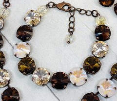Antique Copper Plated Chocolate Brown and Cream Cup Chain Statement Bracelet