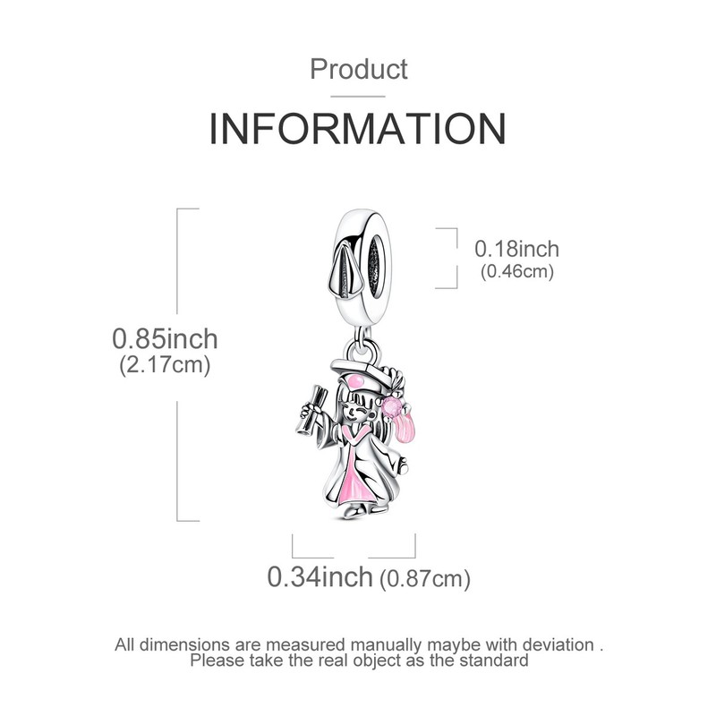 MULA 925 Sterling Silver DIY Charm CZ Graduation Girl Pendant for Women Bracelet gallery