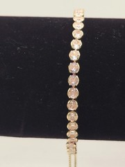 Gold Tone Adjustable Tennis Bracelet Clear Crystal Rhinestone Bolo Slider