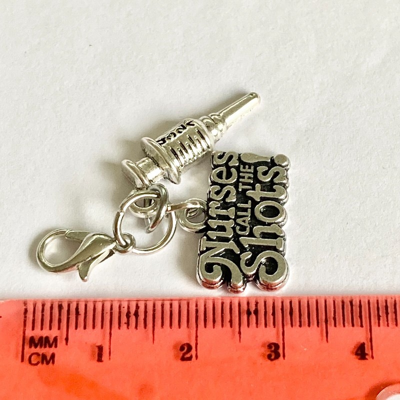 Medical Nursing Nurses Call the Shots Clip On Charm Bracelet Zipper Pull gallery