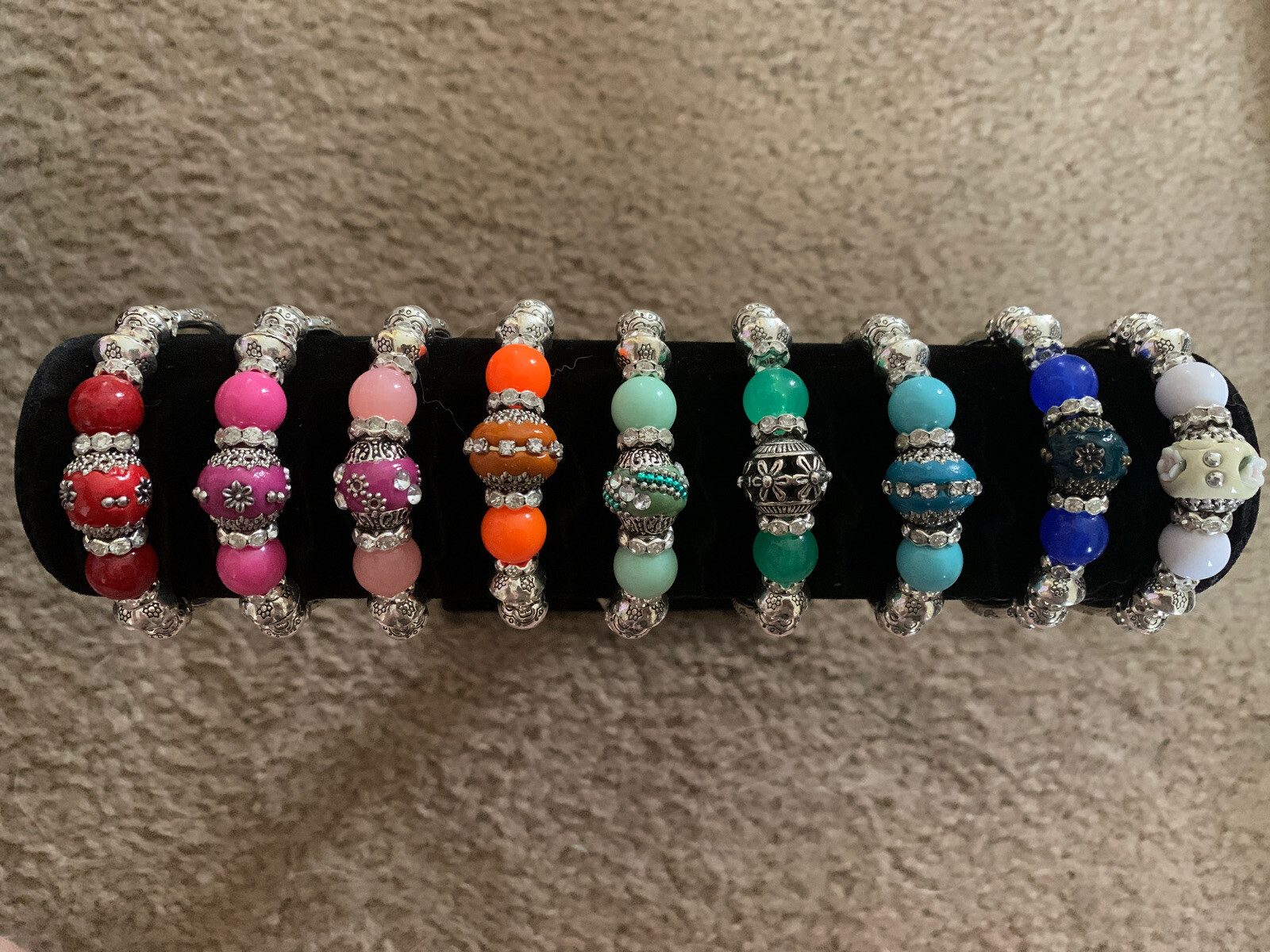 Pick A Color Red, Pink, Orange, Green, Blue, White Stretchy Charm Bracelet gallery