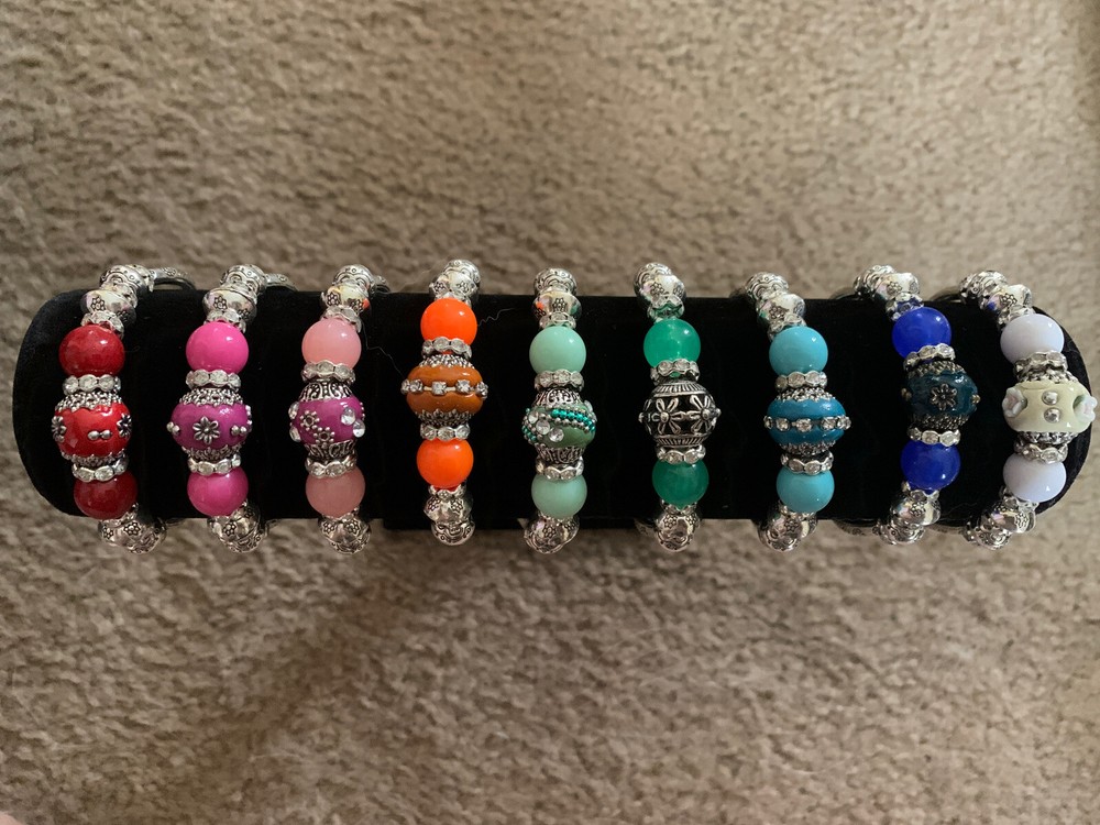 Pick A Color Red, Pink, Orange, Green, Blue, White Stretchy Charm Bracelet