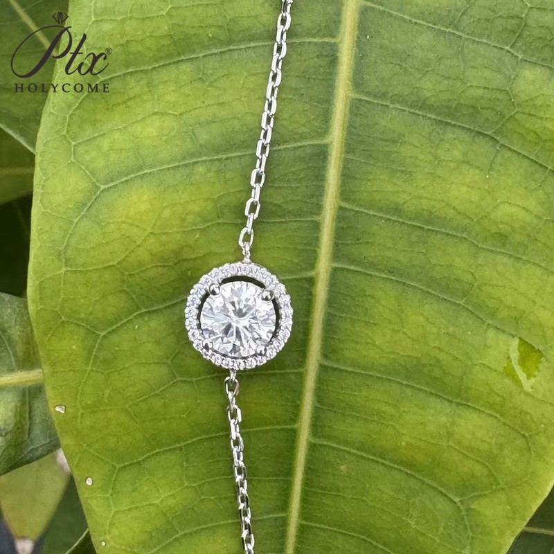 925 Silver D-Color 1ct Round Moissanite Minimalist Bracelet GRA VVS1 Engagement gallery
