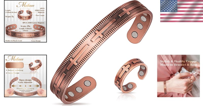 Pure Copper Magnetic Jewelry for Women - Joint & Energy Support Ring & Bracelet gallery