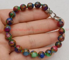 Pretty Natural 6/8/10mm Multicolor Pyrite Round Gemstone Beaded Bracelet 7.5in