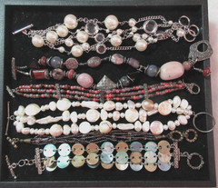 6 Multi Strand Bracelets w Toggle Clasps w Beads Shelsl Stones Pearsl Crystals