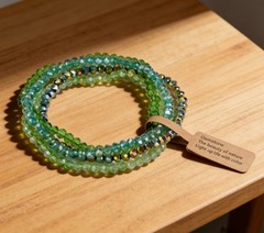 4pcs Combination Small faceted Crystal Layered Stretch Cord Beaded Bracelet