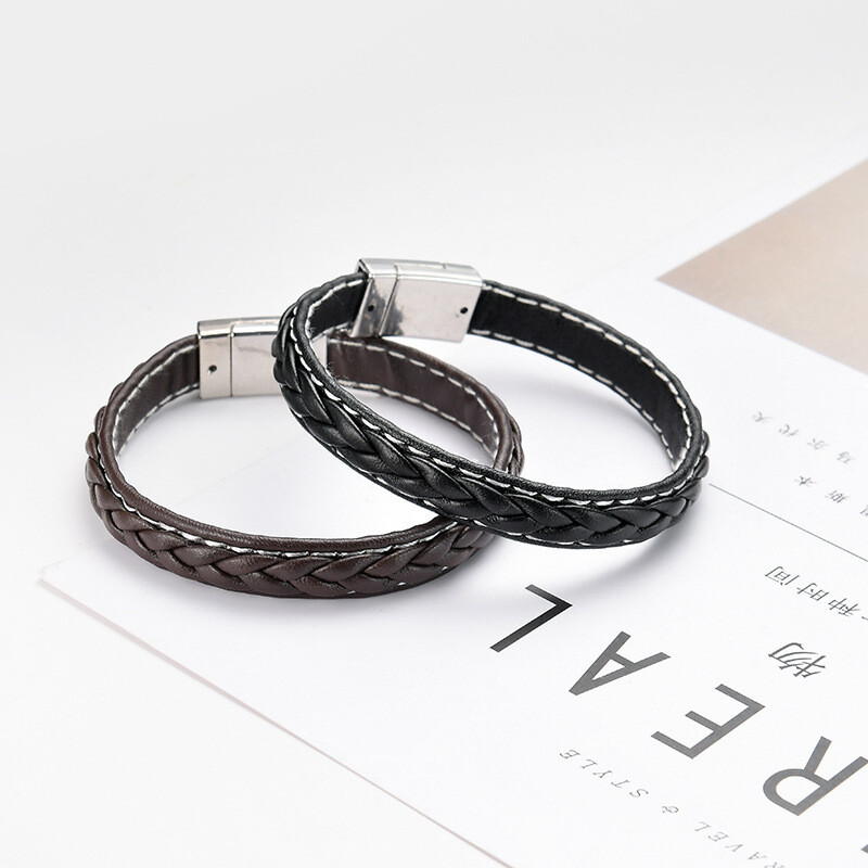 Men Leather Bracelet Braided Bangle Wristband Stars Sailor Nautical Anchor Rope gallery