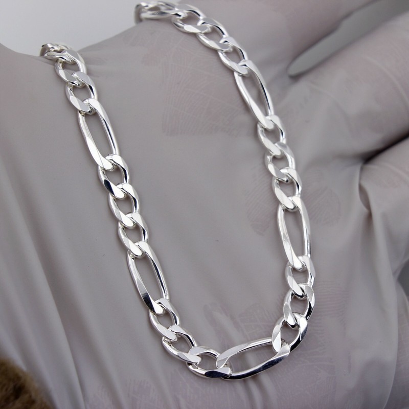 Women Men Made in Italy 925 Sterling Silver 6 mm Figaro Chain Bracelet 7-8.5" gallery