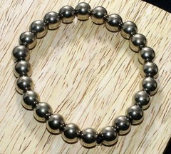 925 Silver Plated Beaded Round Apache Golden Pyrite Bracelet FreeSize Trendy GW