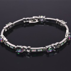 Hawaii White Opal Ellipse Bracelet Sterling Sliver Jewelry For Women Girls