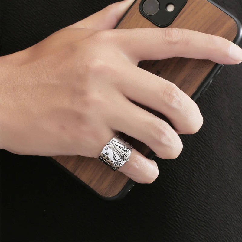 Stainless Steel Casino Lucky Poker Ring Size 7-10 Men Fashion Jewelry gallery