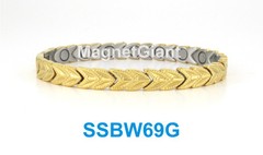 Gold – Women magnetic stainless steel link bracelet for health & beauty(SSBW69G)