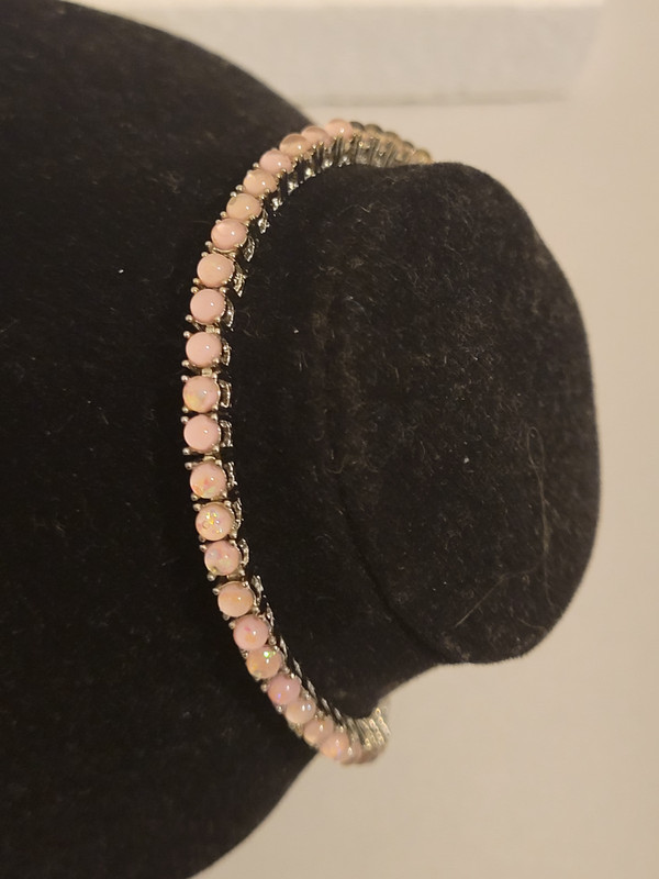 Tennis Style Lab Created Pink Opal Silvertone Bracelet gallery