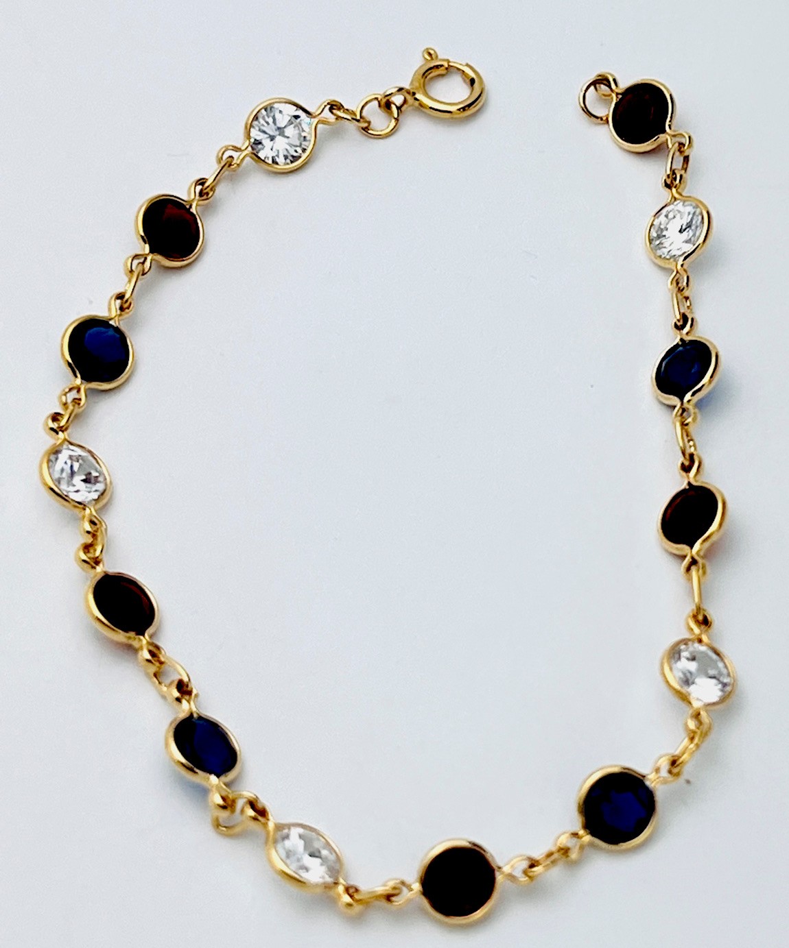 DaneCraft 24KT Gold Over 925 Sterling Silver Multicolor CZ Bracelet 7” gallery