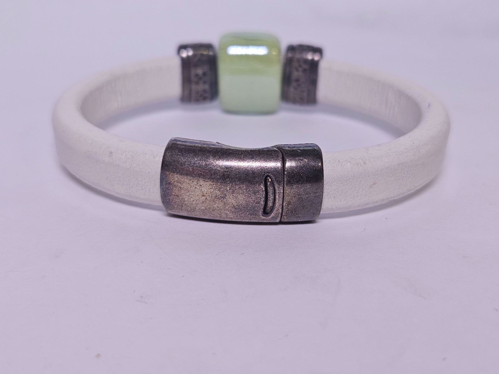 8'' White Sage Leather Bracelet gallery