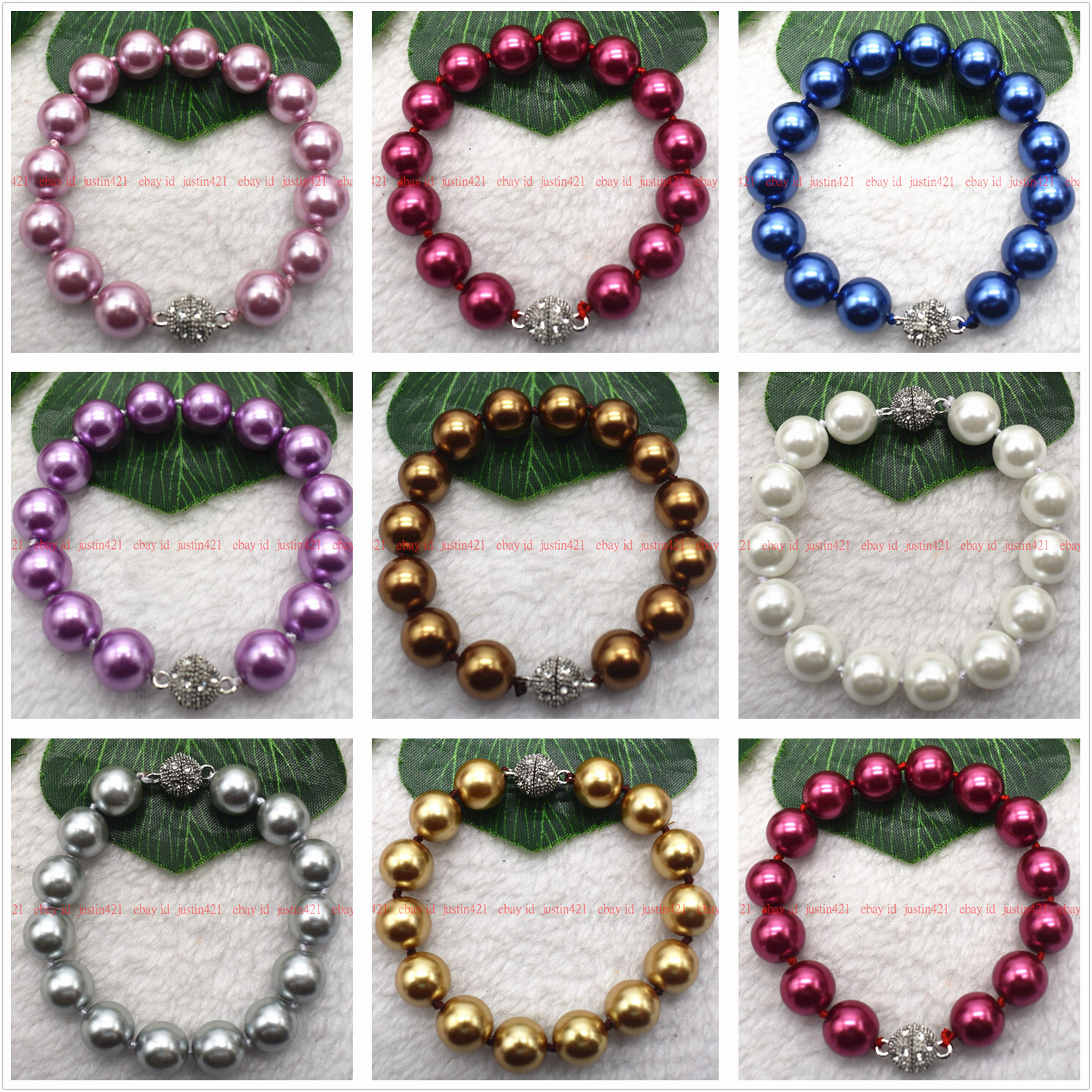 Genuine 8/10/12mm Multicolor South Sea Shell Pearl Round Beads Bracelet 7-9" AAA gallery
