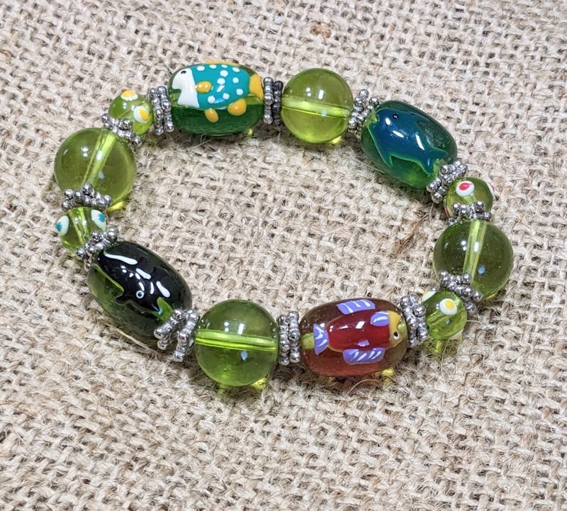 Beach Bracelet Jewelry colorful Glass Beaded Bracelet Flip Flop Flamingo 6 pc gallery