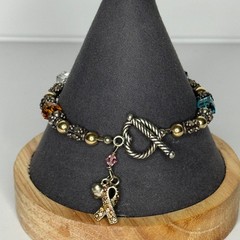 Awareness Ribbon Bracelet SIC 925 Sterling Silver 14k Beads Multicolor Beads