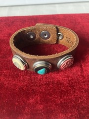 Noosa Amsterdam Thick Dark Brown Leather Adjustable Bracelet W Three Snaps