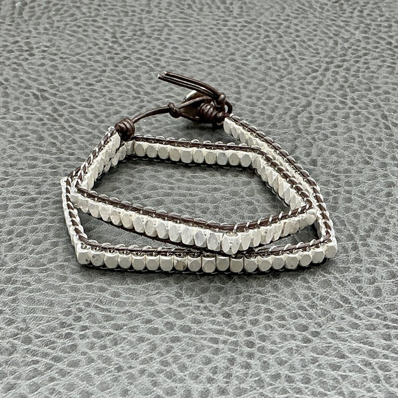 Stella & Dot Silver Bead & Rainbow Cord Friendship Bracelet Set Adjustable gallery