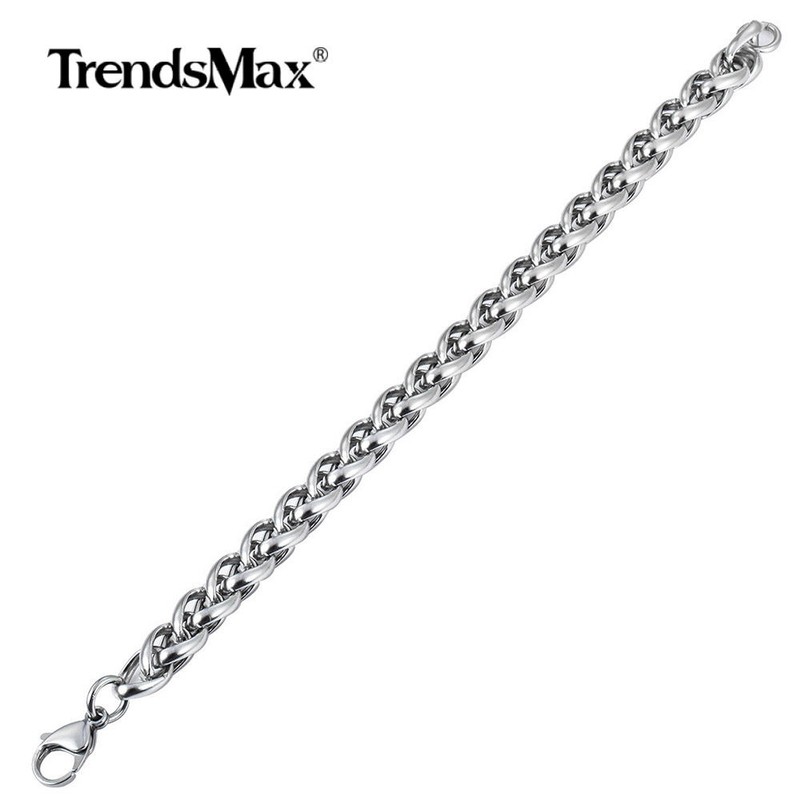 Sport 8.26inch Leather Bracelet For Men Stainless Steel Box Chain Toggle Buckle gallery