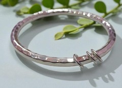 Hammered Wide Bangle For Women 925 Solid Thick Heavy Sterling Silver Bangle